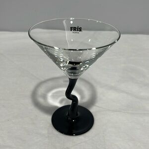 Fris Vodka Modern Martini Glass Clear with Black Zigzag stem collectible